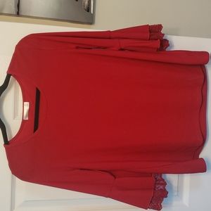 Bright red blouse, beautiful sleeves